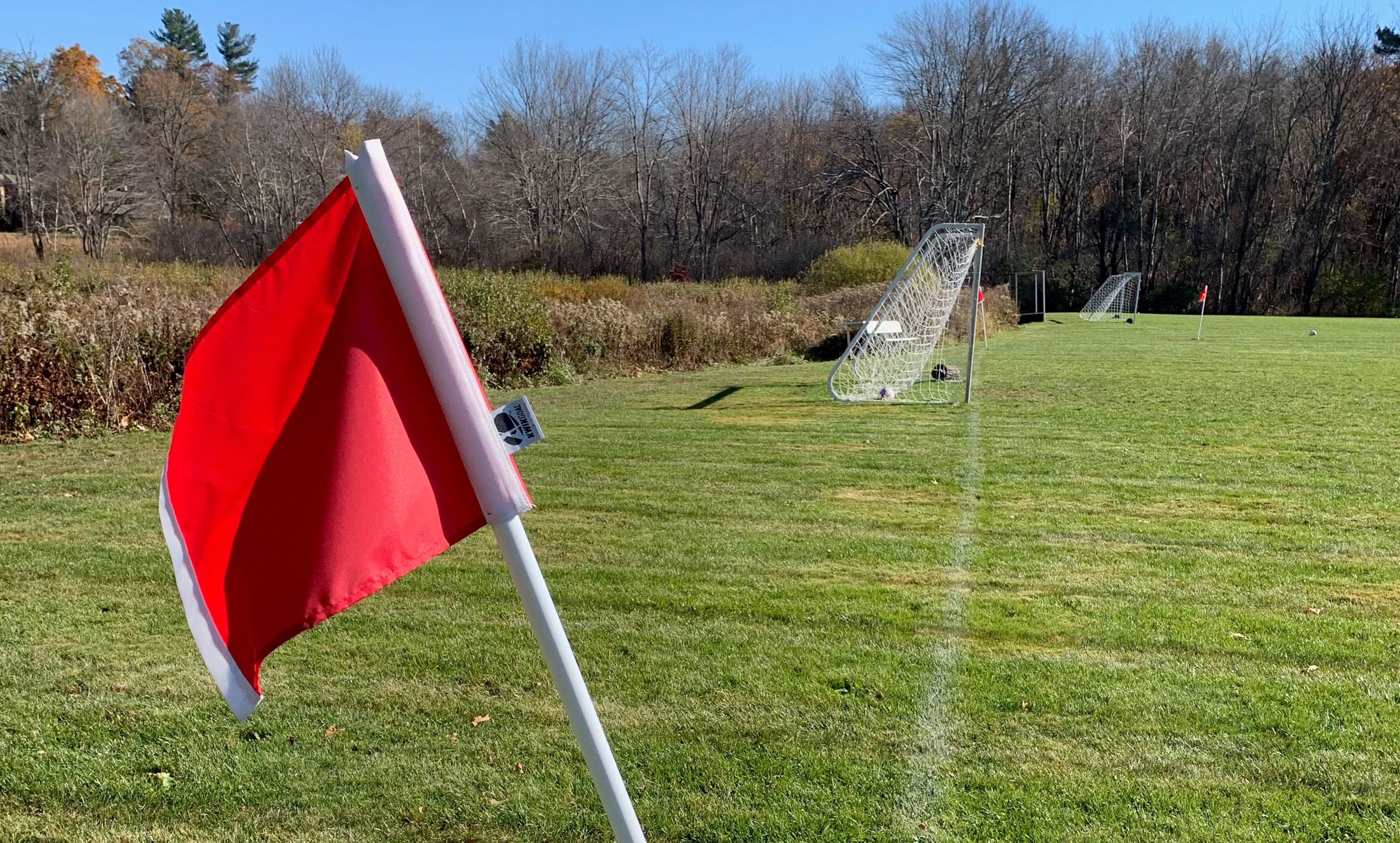 Corner flags and goals at Codman Field